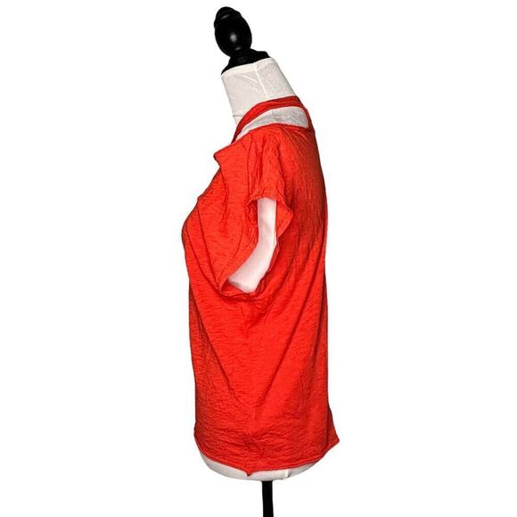 Elan Distressed Short Sleeve Tee Orange Size Small - Picture 3 of 8